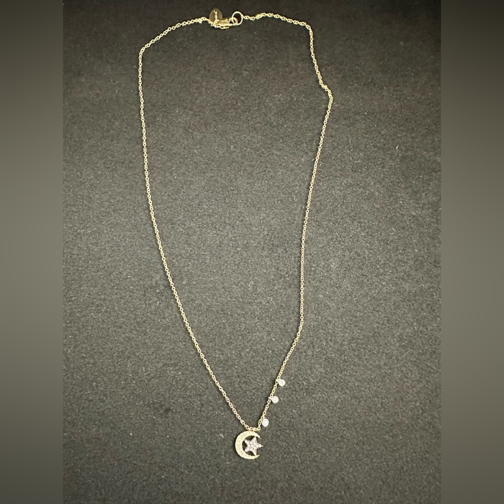 Meira T - 14K Gold Moon & Star Diamond Necklace
